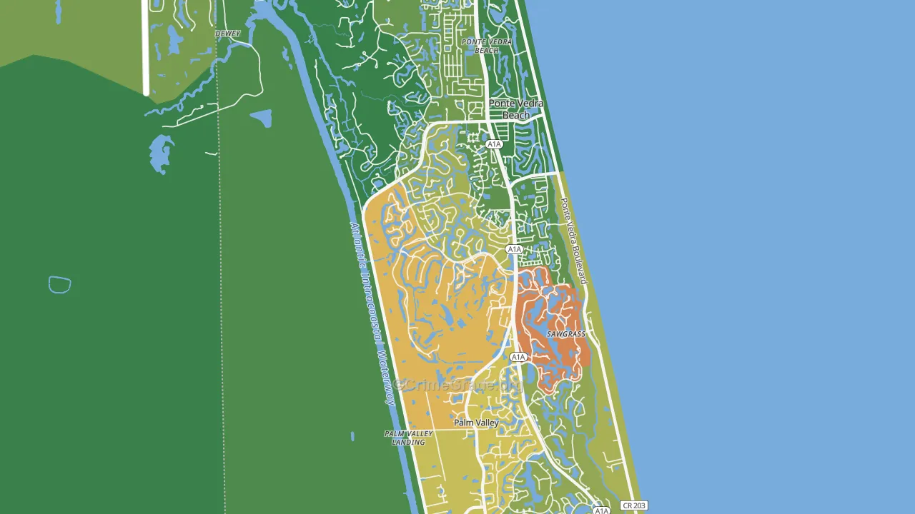 Palm Valley, FL Map of Vandalism Rates