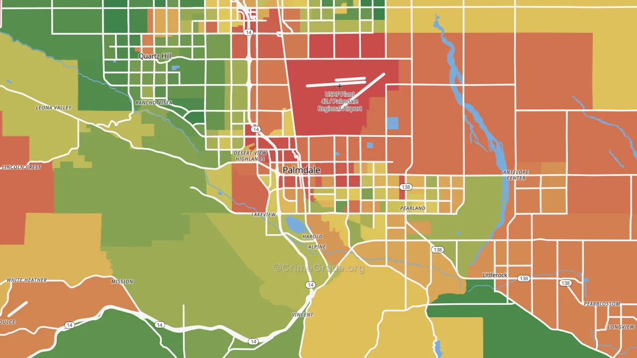 Palmdale, CA Map of Vandalism Rates
