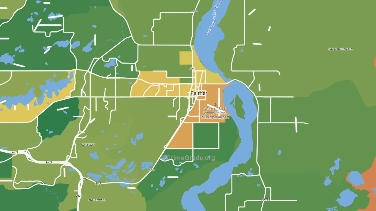 Palmer, AK Map of Vandalism Rates