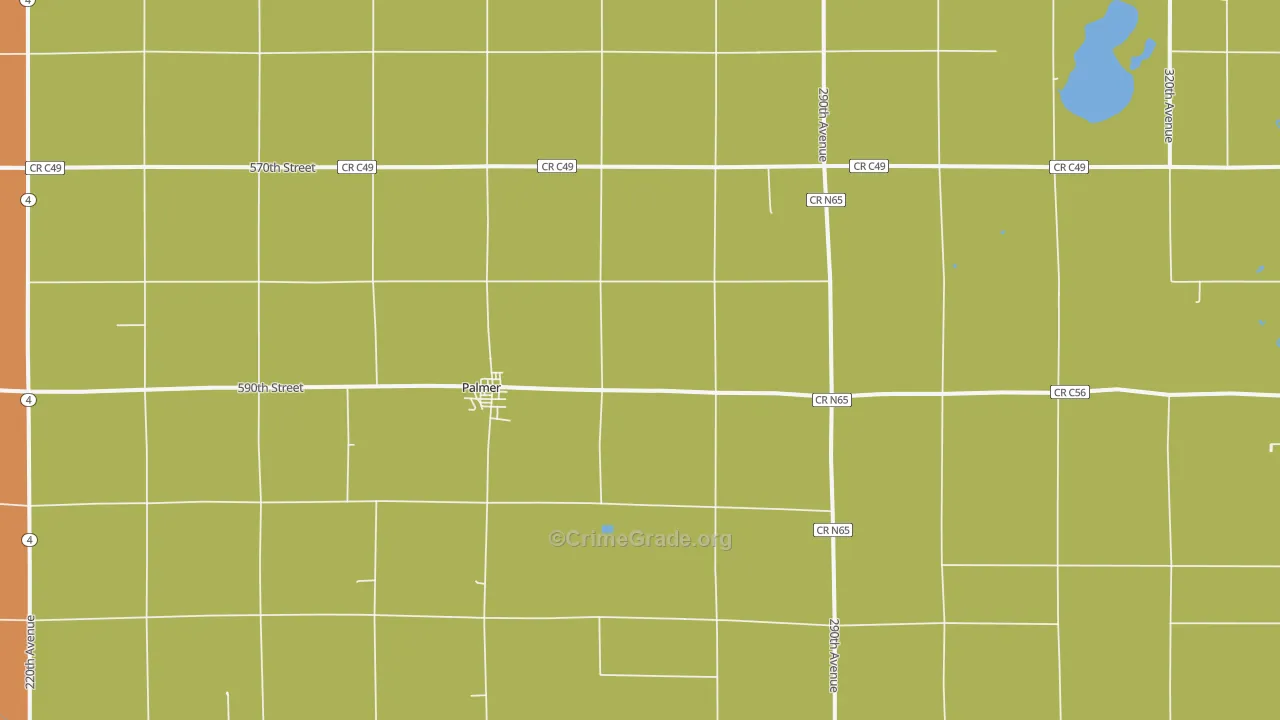 Palmer, IA Map of Vandalism Rates