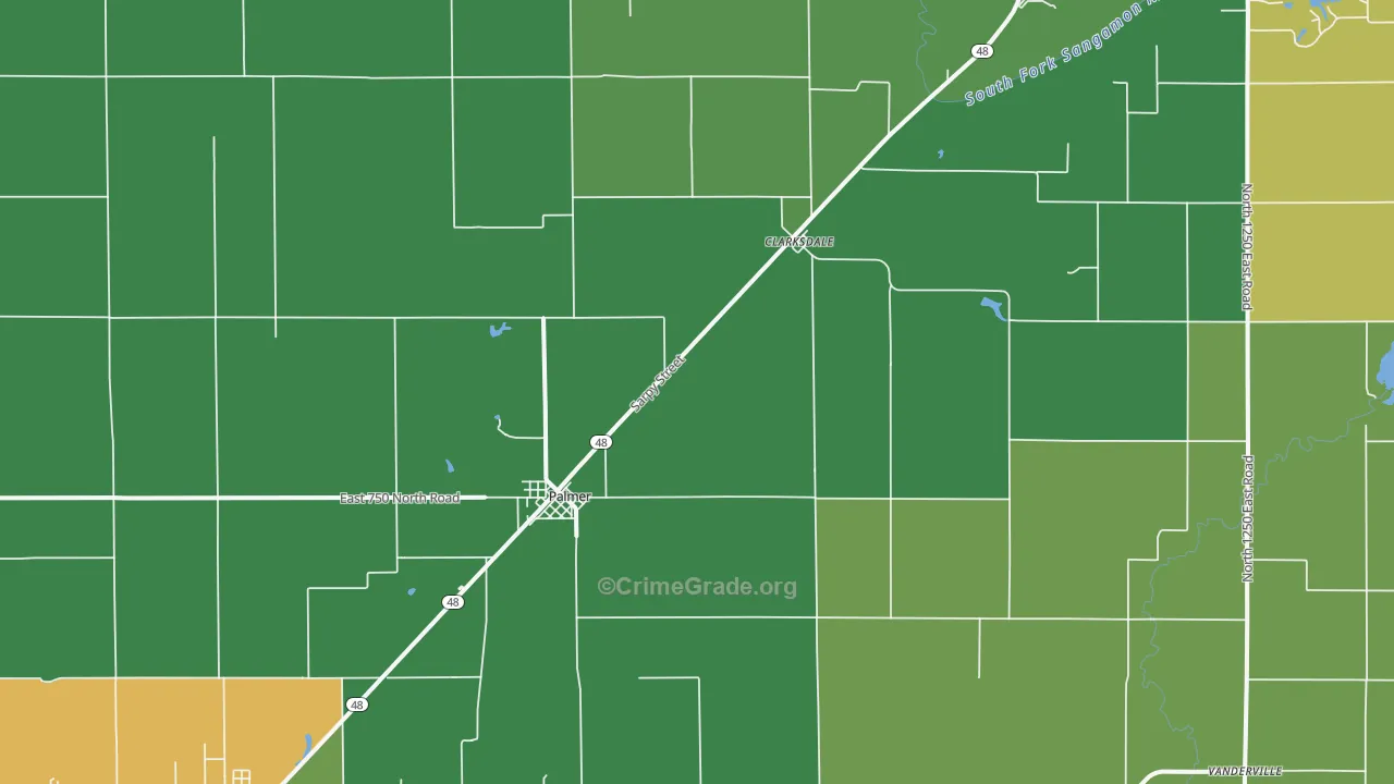 Palmer, IL Map of Vandalism Rates