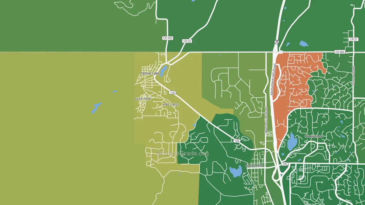 Palmer Lake, CO Map of Vandalism Rates