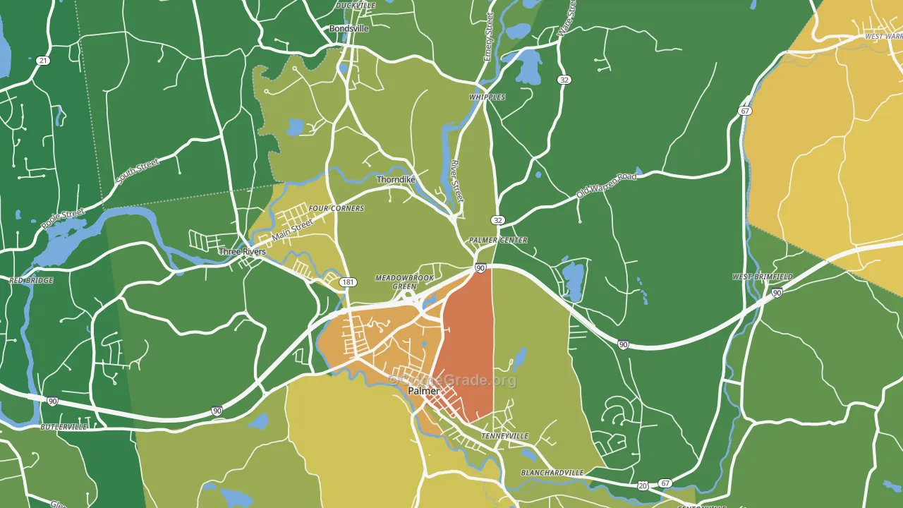 Palmer, MA Map of Vandalism Rates