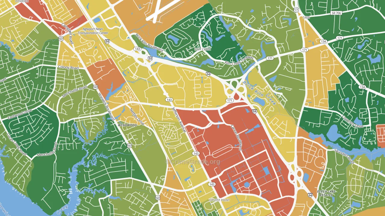 Palmer, Newport News, VA Map of Vandalism Rates