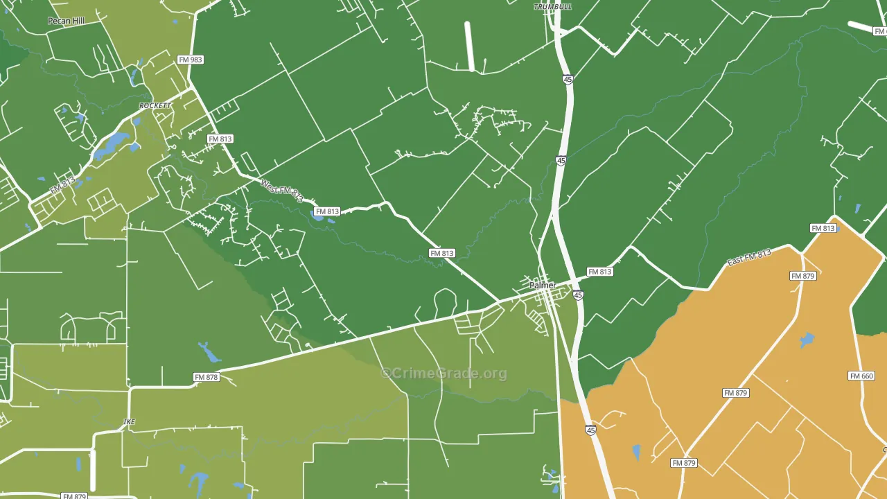 Palmer, TX Map of Vandalism Rates