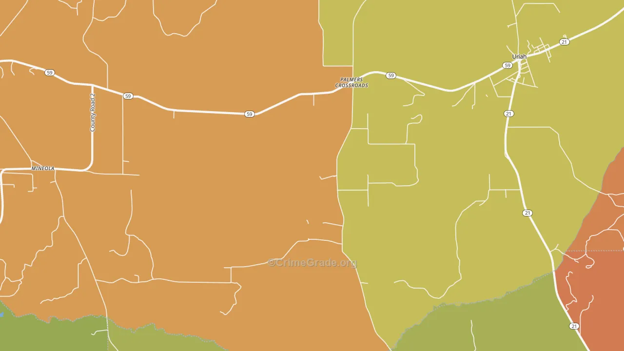 Palmers Crossroads, AL Map of Vandalism Rates