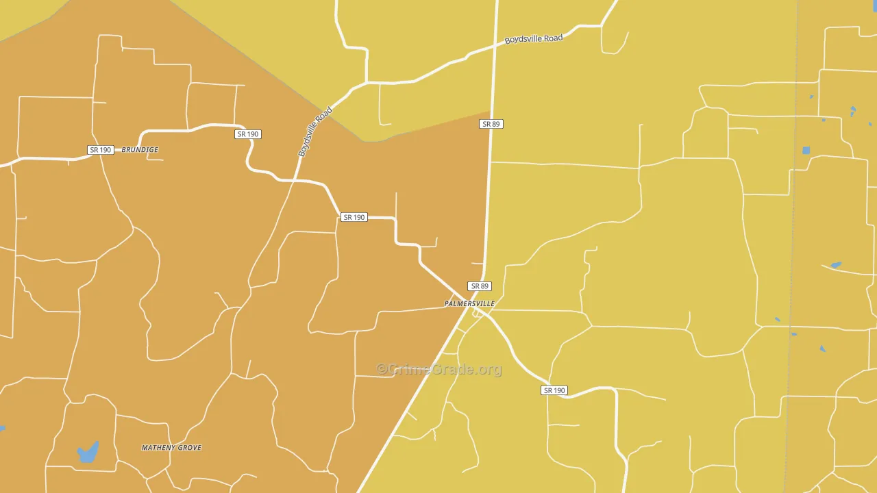 Palmersville, TN Map of Vandalism Rates