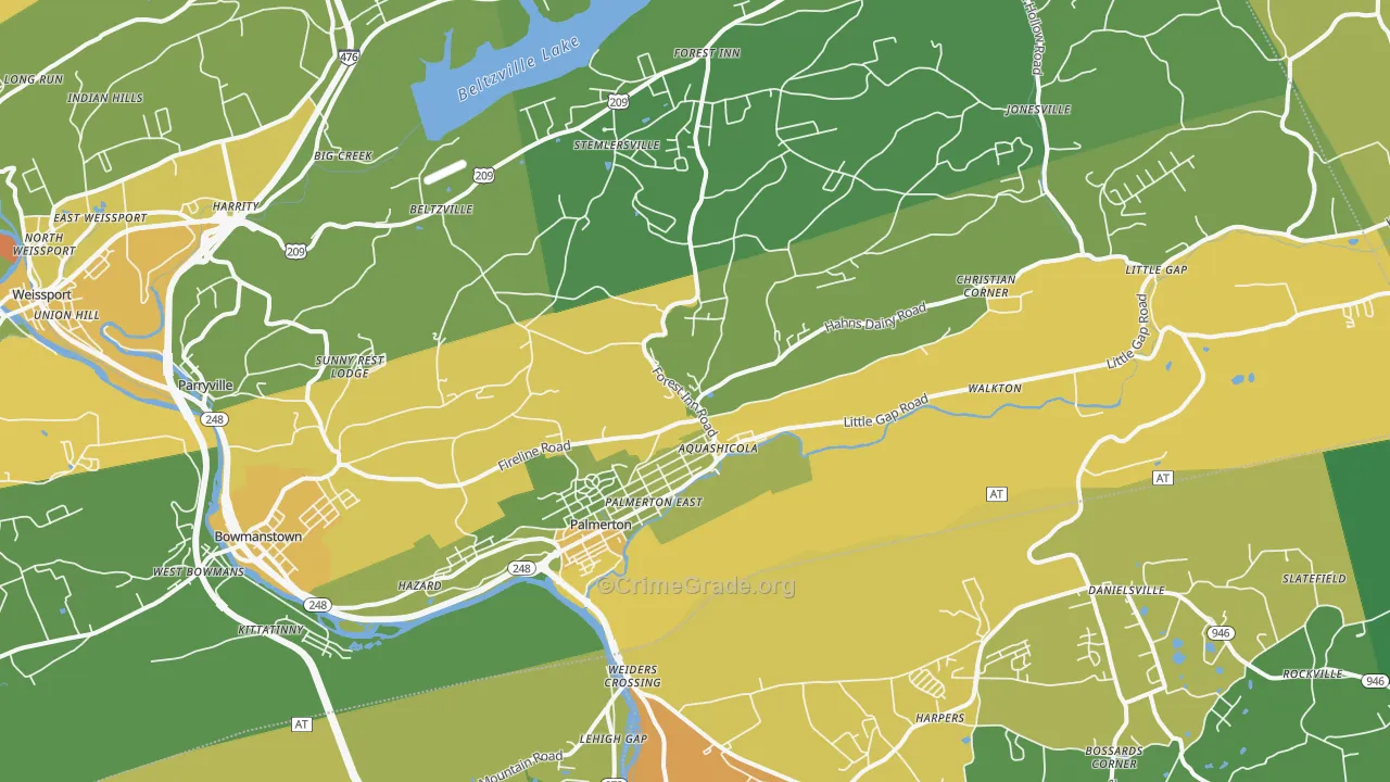 Palmerton, PA Map of Vandalism Rates