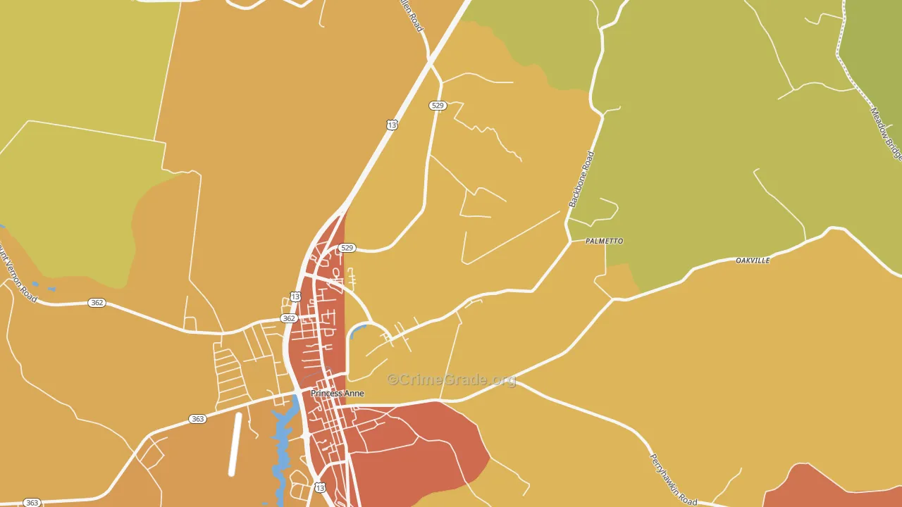 Palmetto, MD Map of Vandalism Rates