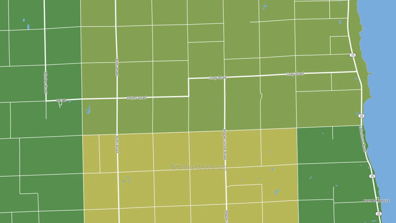 Palms, MI Map of Vandalism Rates