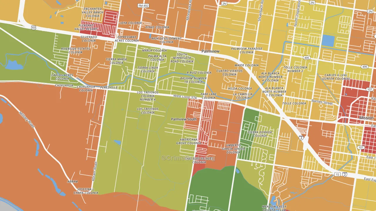 Palmview South, TX Map of Vandalism Rates