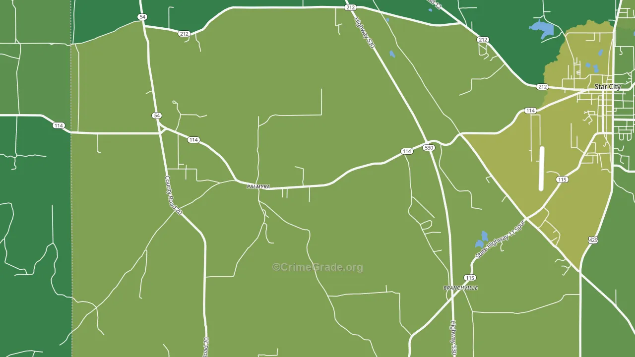 Palmyra, AR Map of Vandalism Rates