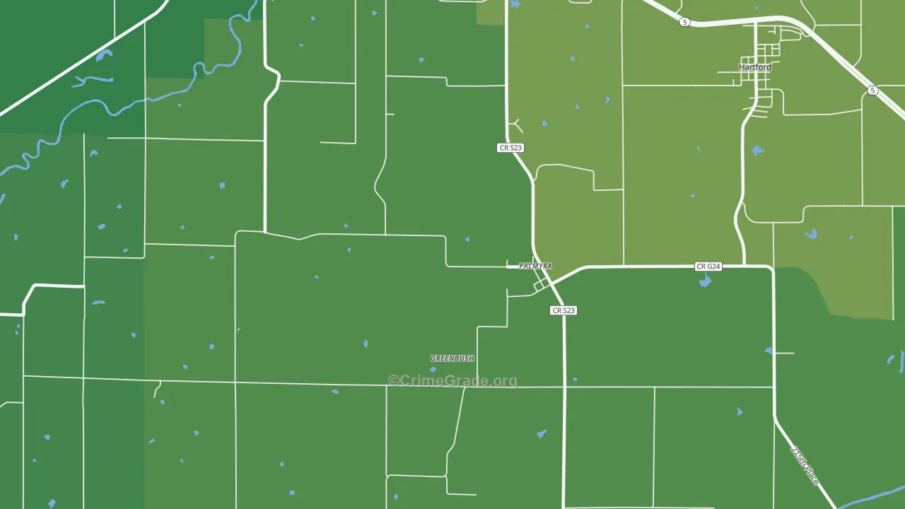 Palmyra, IA Map of Vandalism Rates