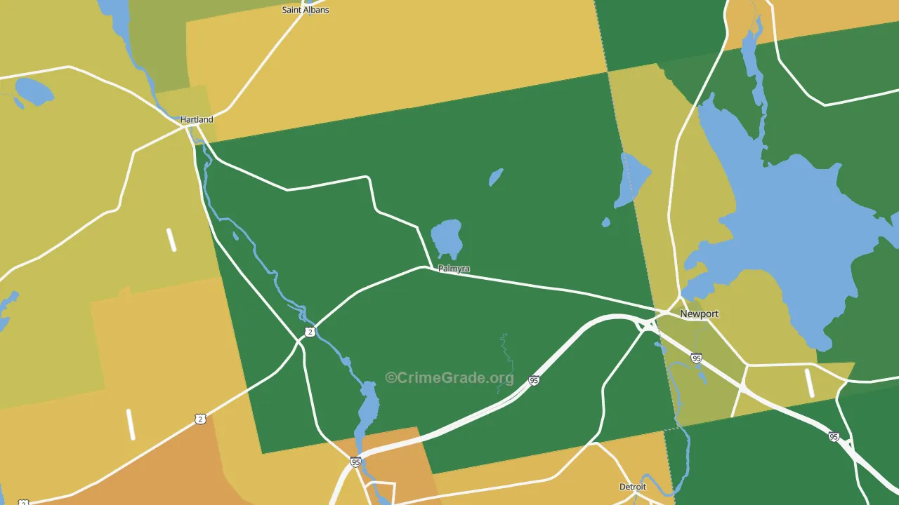 Palmyra, ME Map of Vandalism Rates