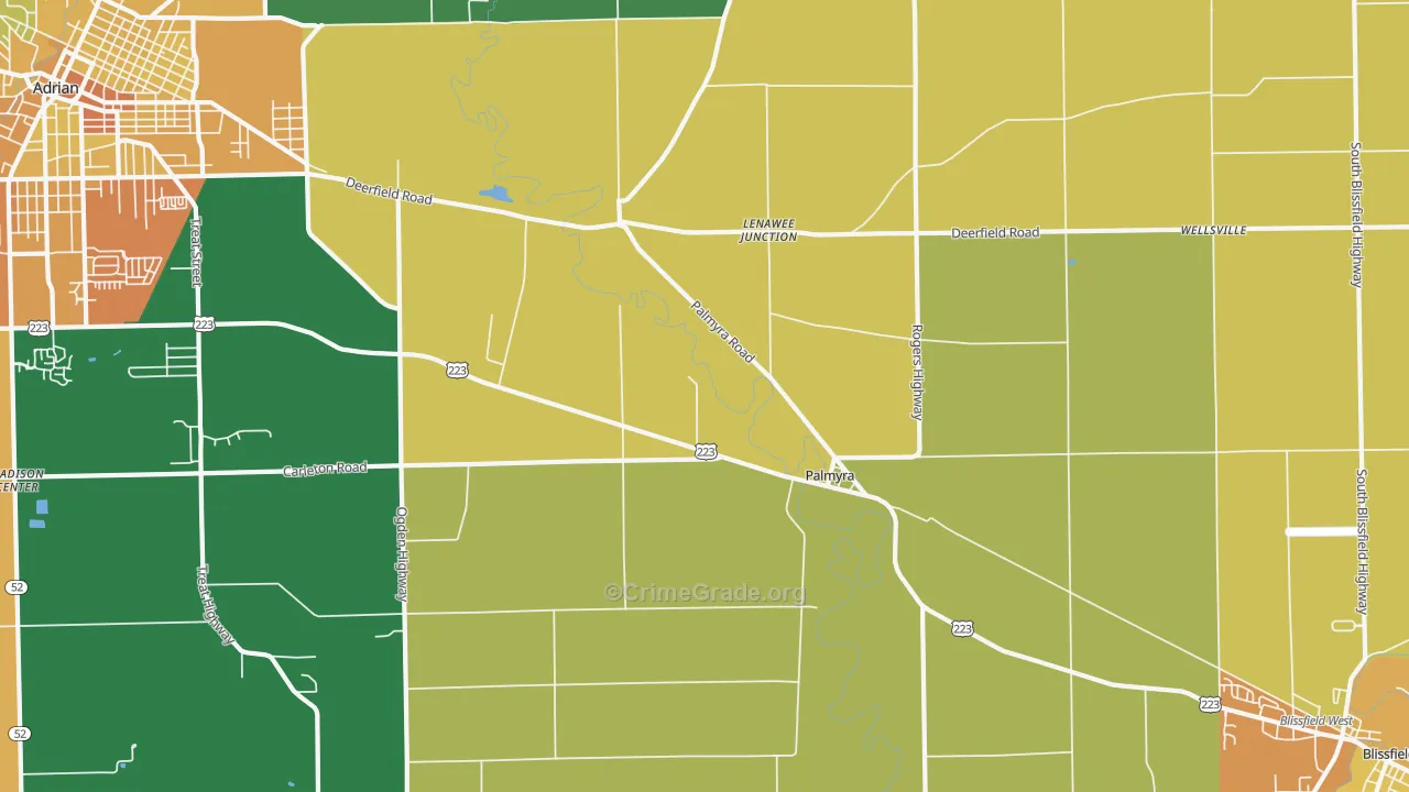 Palmyra, MI Map of Vandalism Rates
