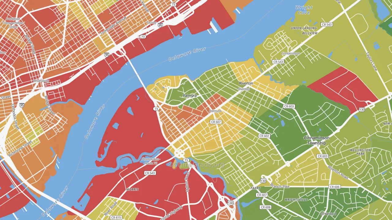 Palmyra, NJ Map of Vandalism Rates