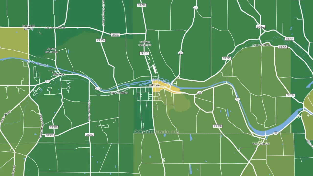 Palmyra, NY Map of Vandalism Rates