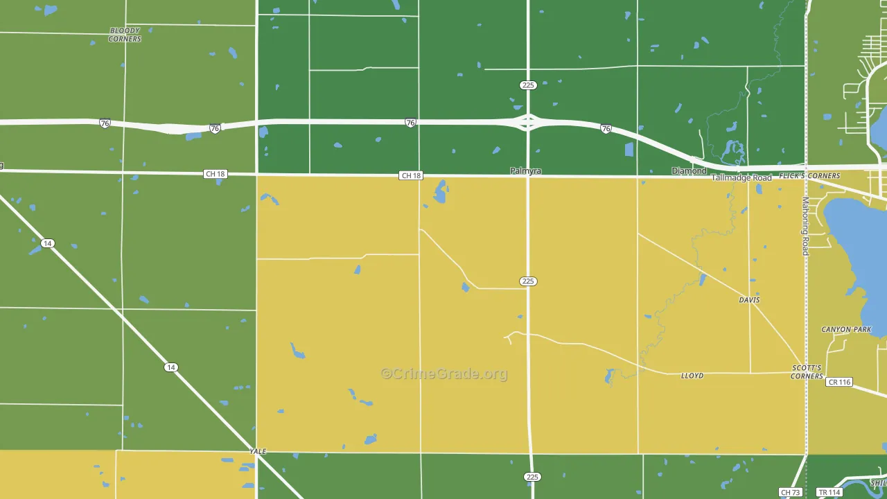 Palmyra, OH Map of Vandalism Rates