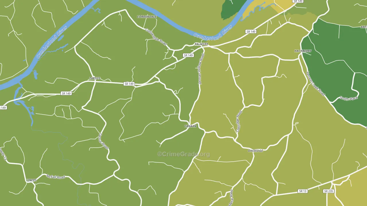 Palmyra, TN Map of Vandalism Rates