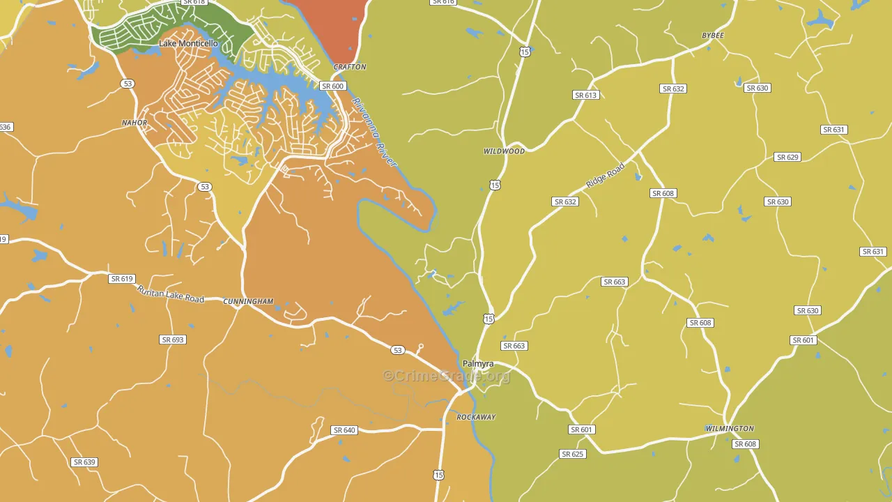 Palmyra, VA Map of Vandalism Rates
