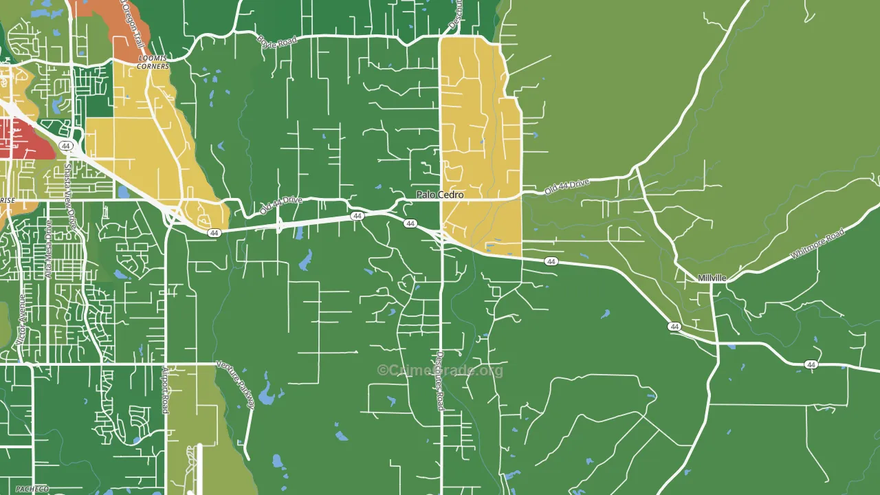 Palo Cedro, CA Map of Vandalism Rates