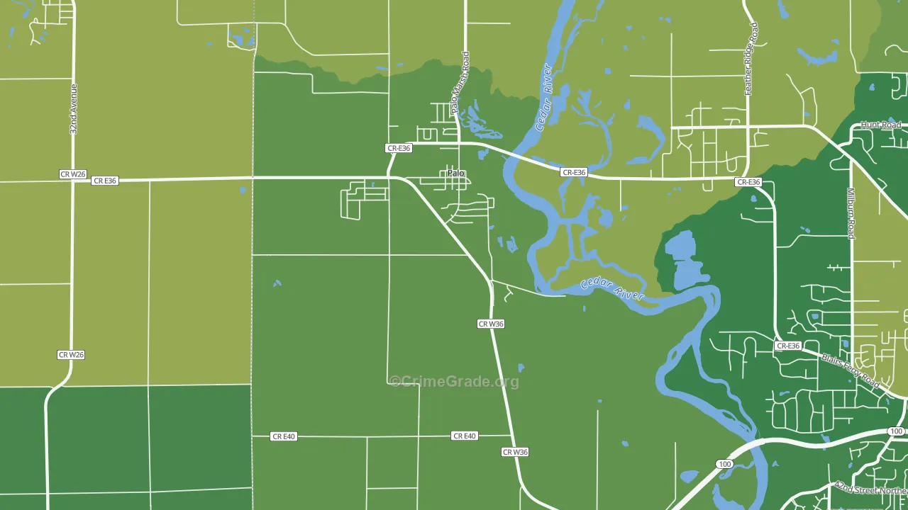 Palo, IA Map of Vandalism Rates