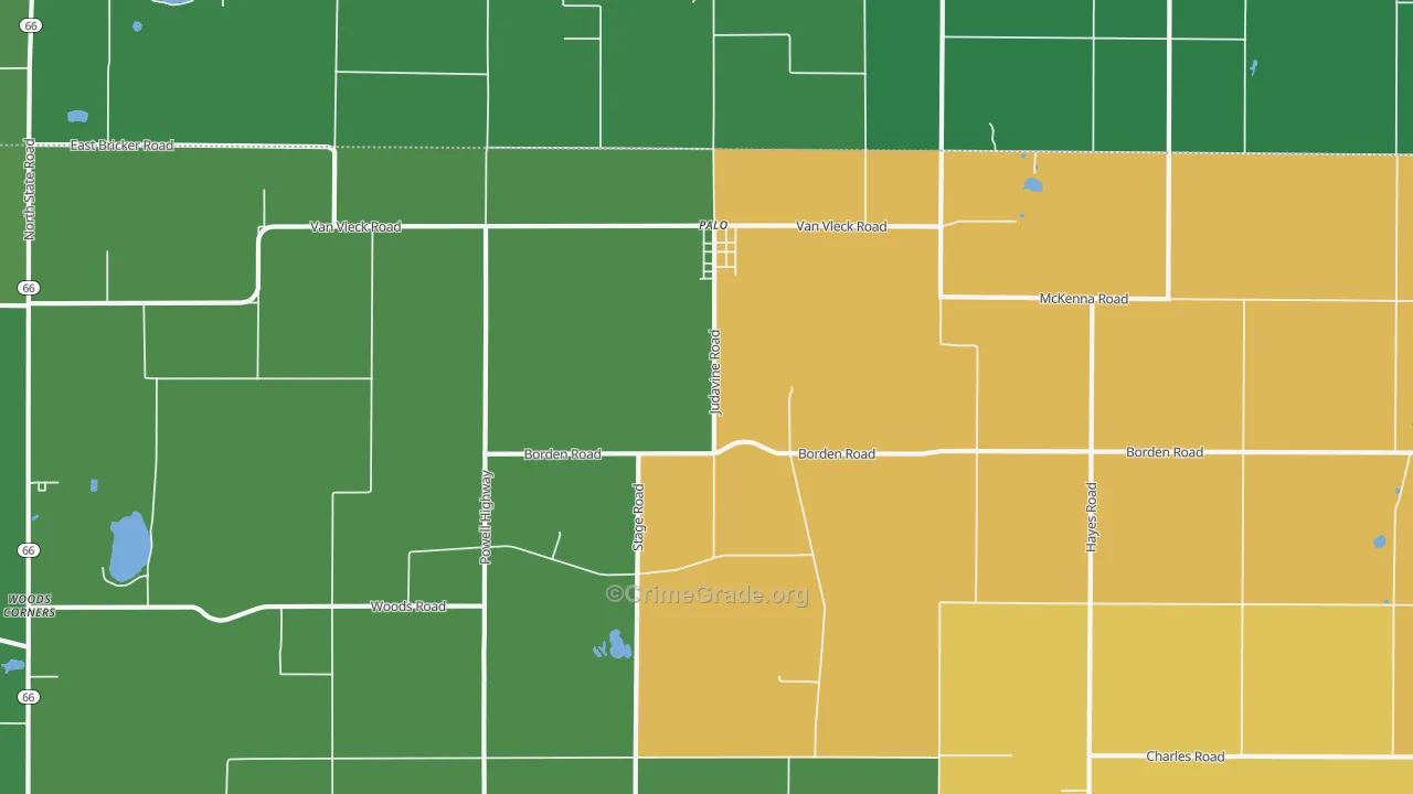 Palo, MI Map of Vandalism Rates