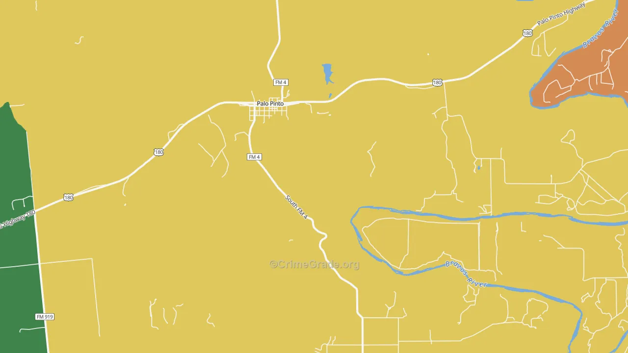 Palo Pinto, TX Map of Vandalism Rates