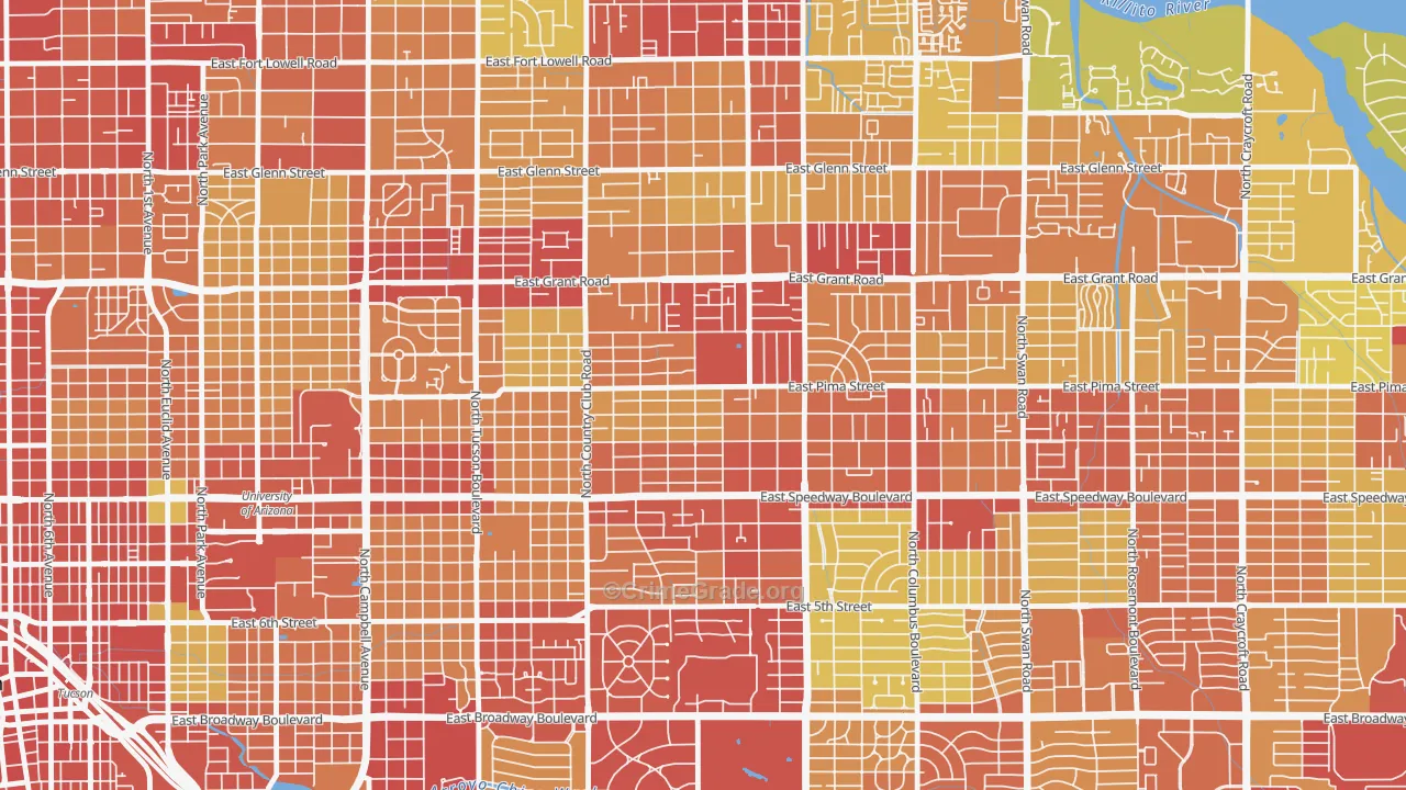 Palo Verde, Tucson, AZ Map of Vandalism Rates