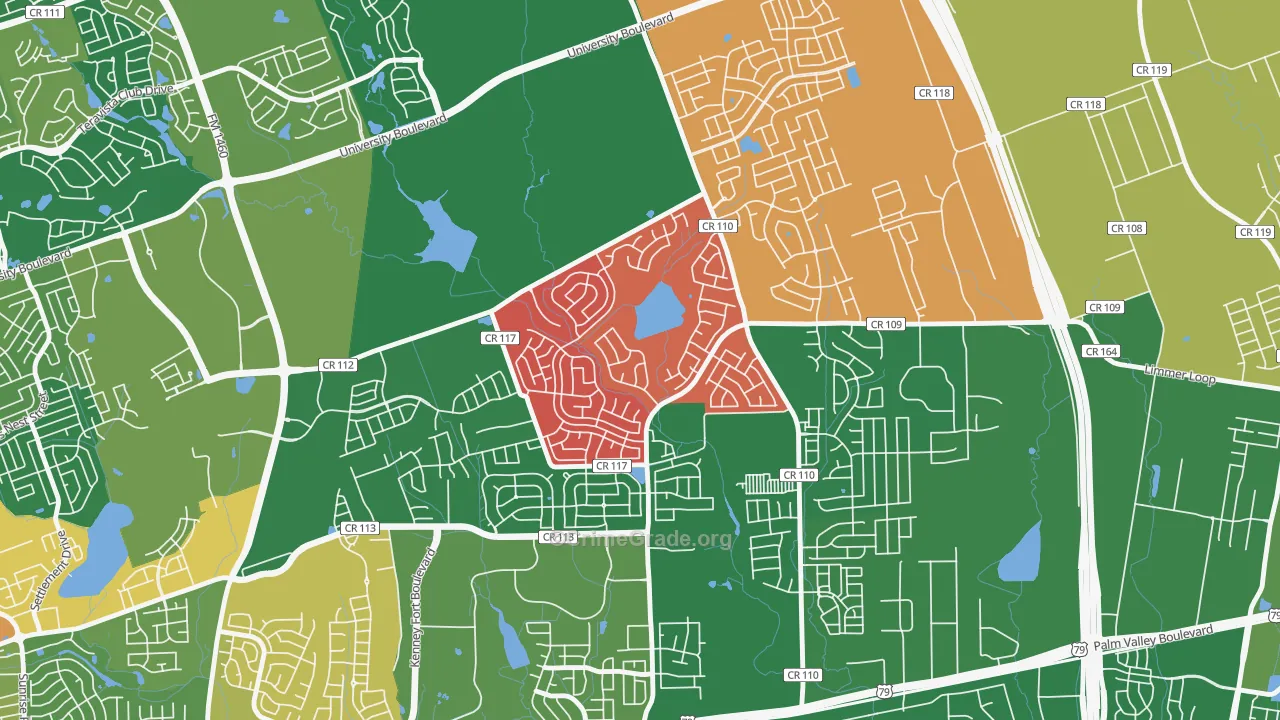 Paloma Lake, Round Rock, TX Map of Vandalism Rates