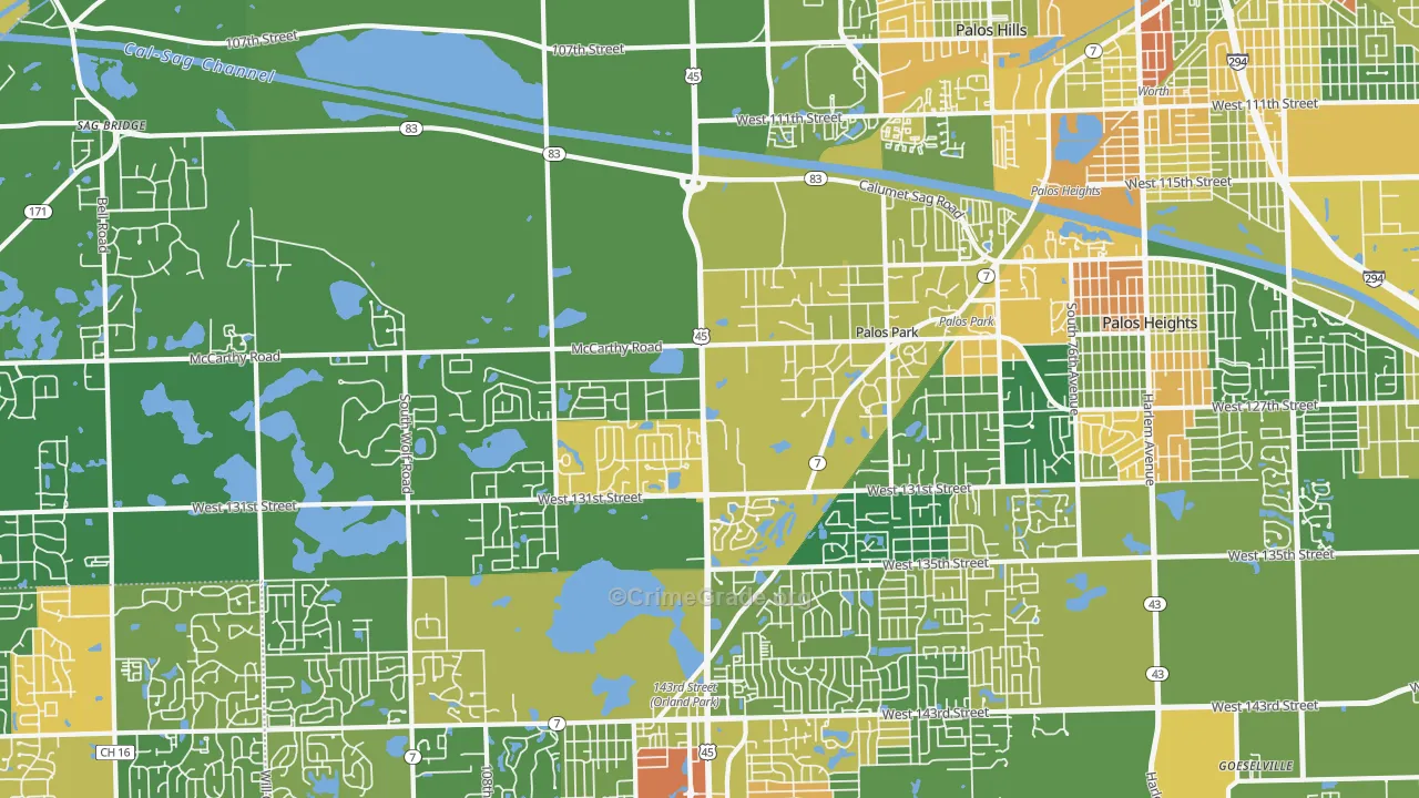 Palos Park, IL Map of Vandalism Rates