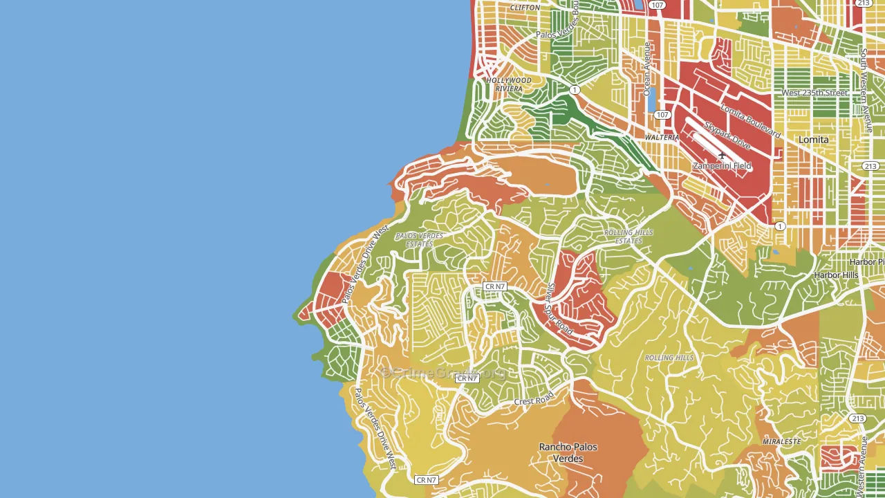 Palos Verdes Estates, CA Map of Vandalism Rates