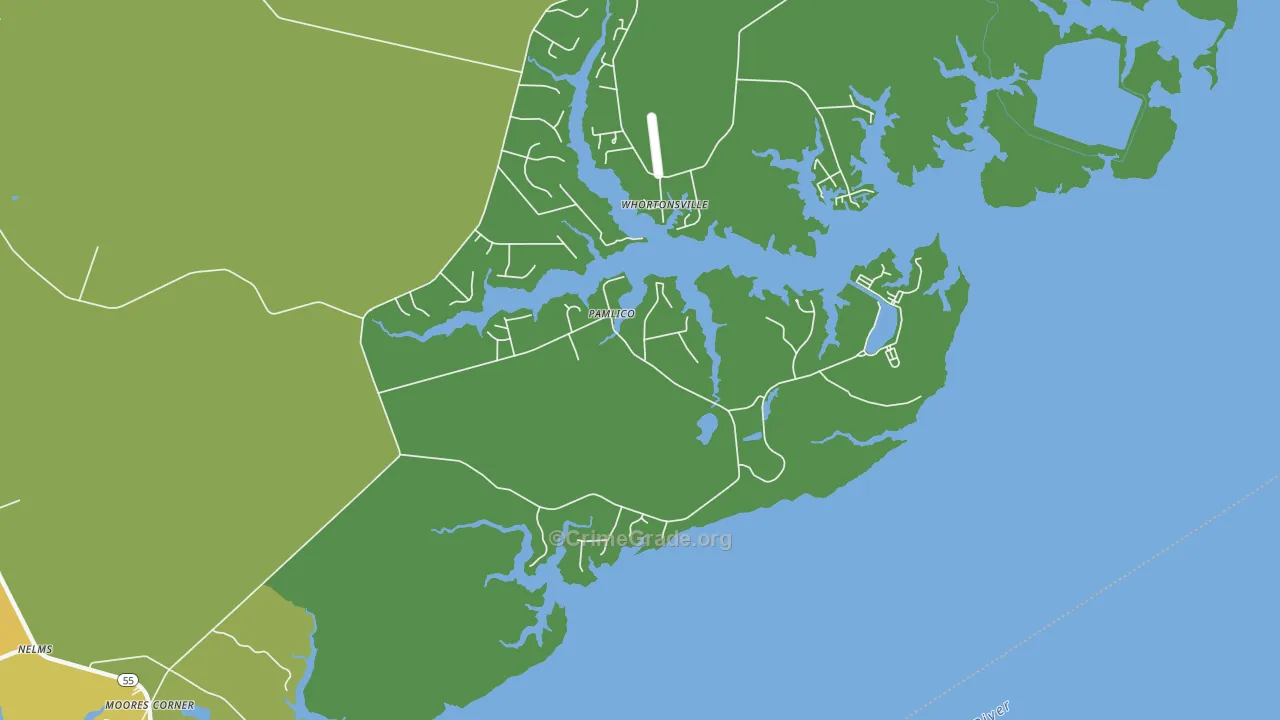 Pamlico, NC Map of Vandalism Rates
