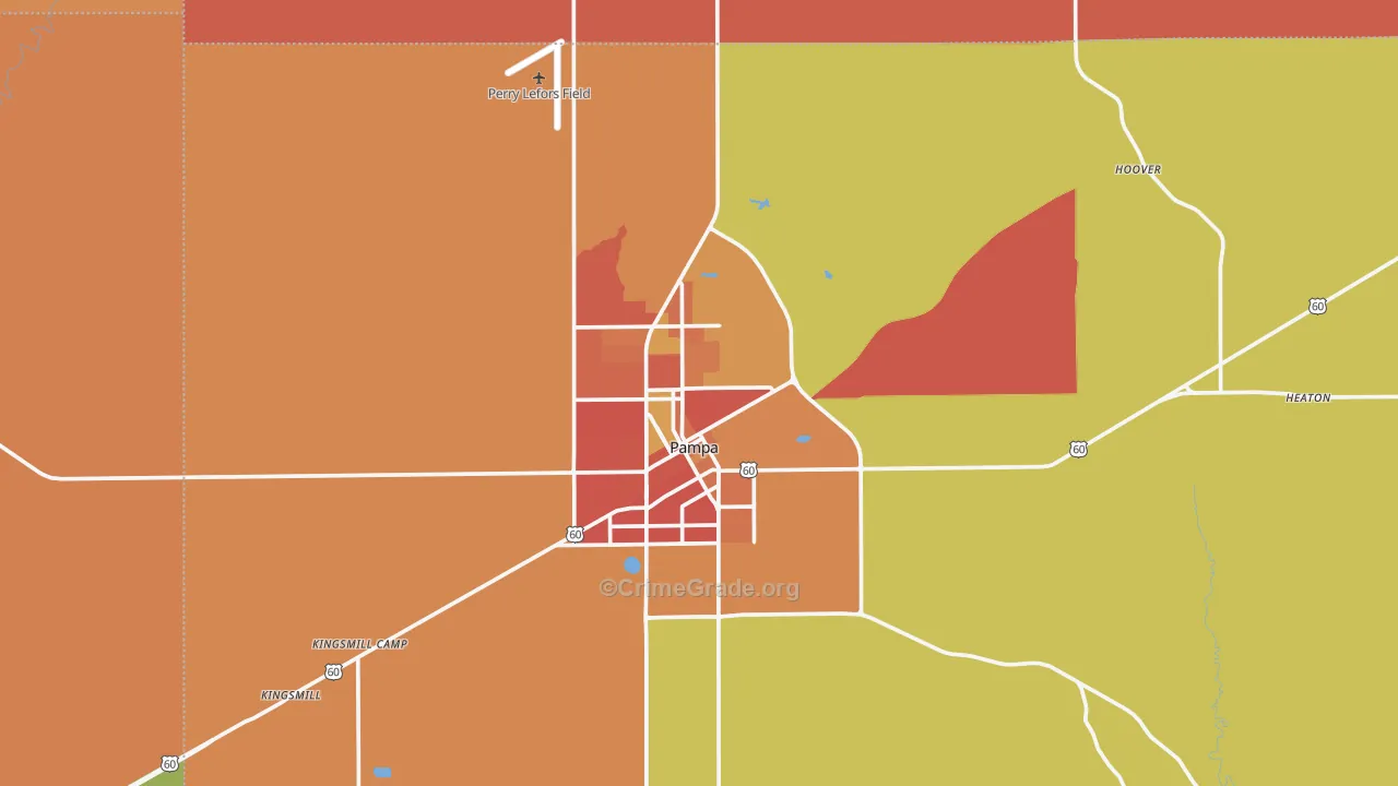 Pampa, TX Map of Vandalism Rates