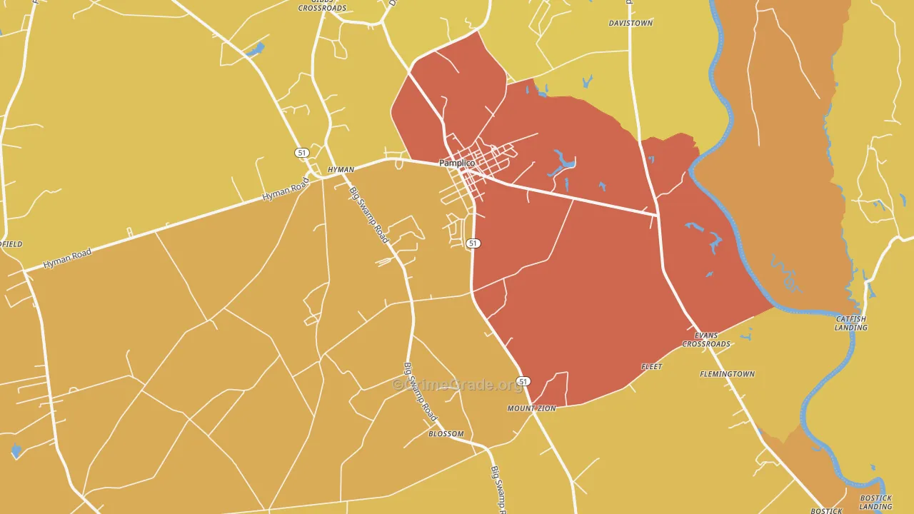 Pamplico, SC Map of Vandalism Rates