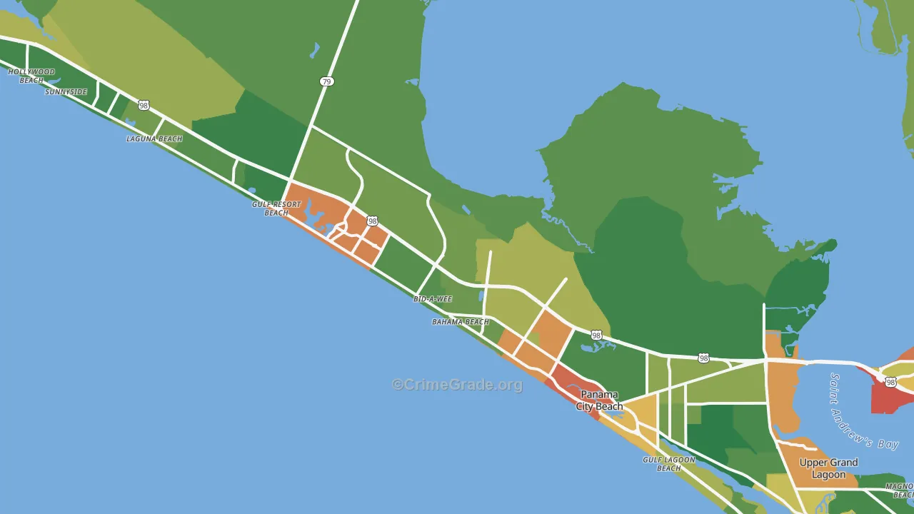 Panama City Beach, FL Map of Vandalism Rates