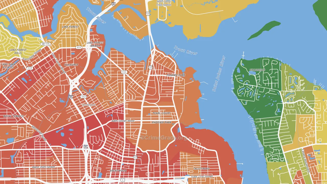 Panama Park, Jacksonville, FL Map of Vandalism Rates