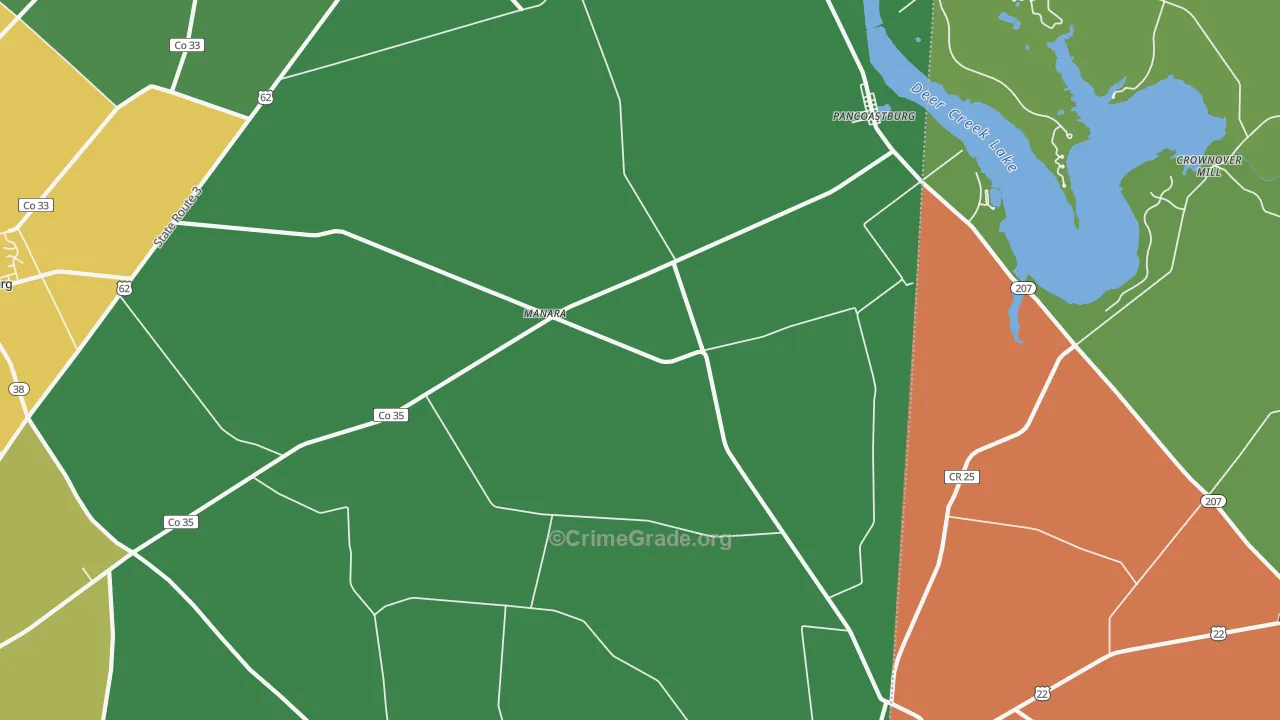 Pancoastburg, OH Map of Vandalism Rates