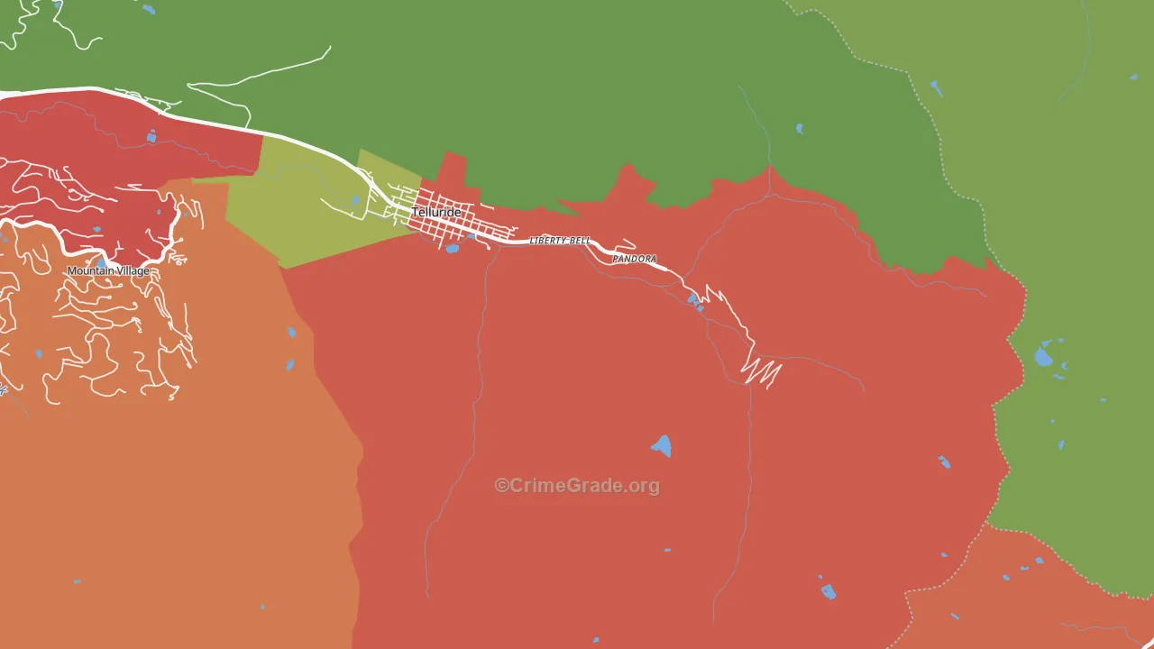 Pandora, CO Map of Vandalism Rates