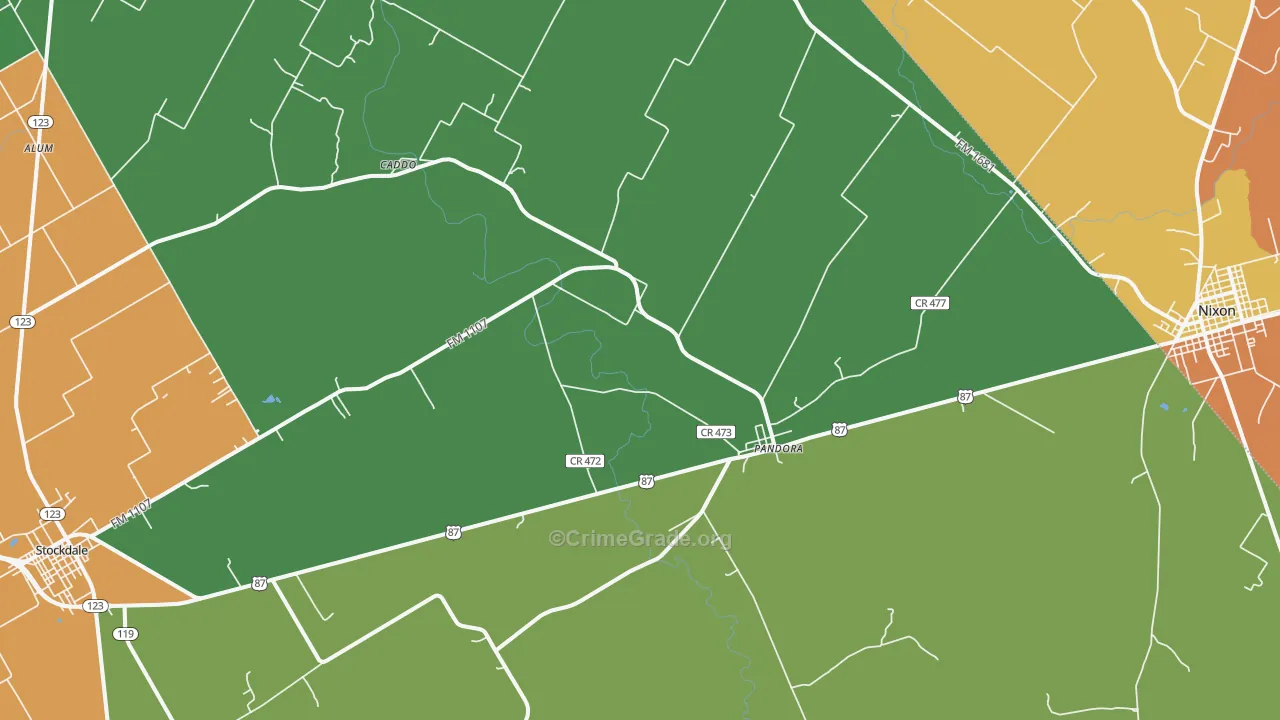 Pandora, TX Map of Vandalism Rates