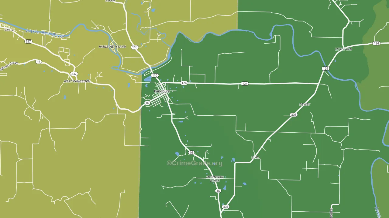 Pangburn, AR Map of Vandalism Rates