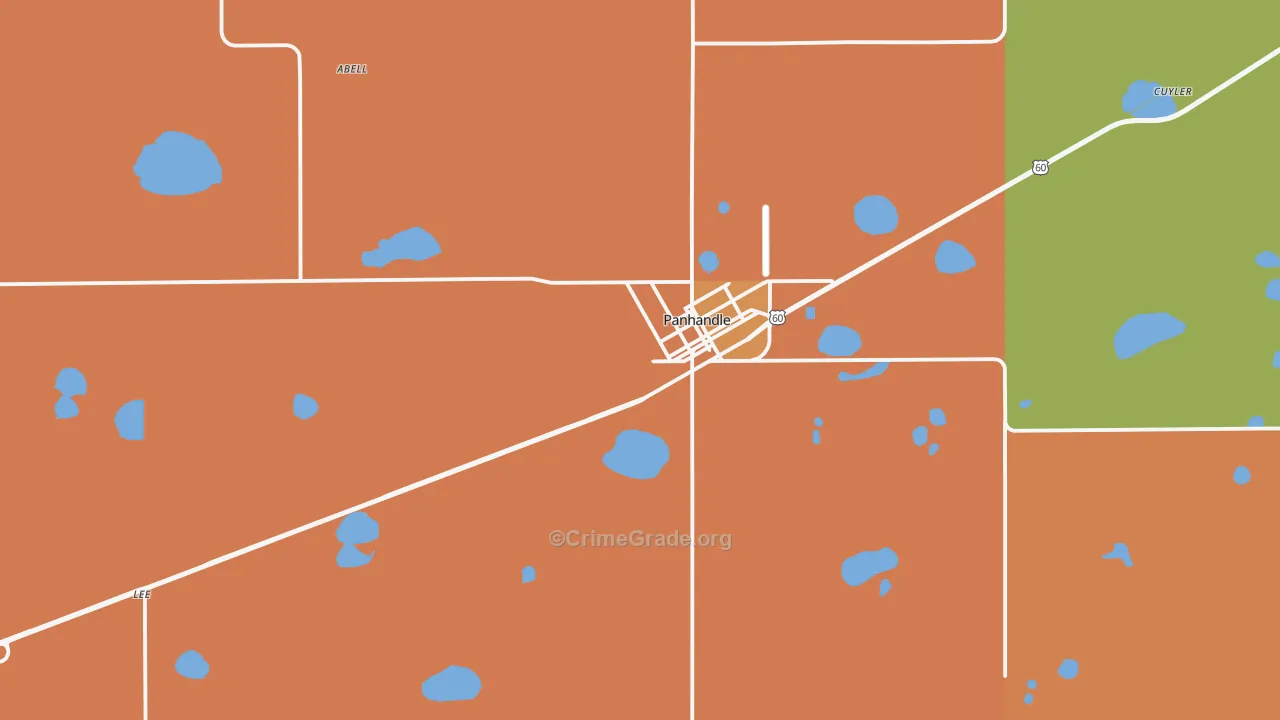 Panhandle, TX Map of Vandalism Rates