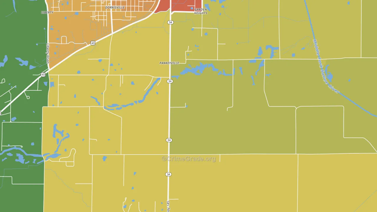 Pankeyville, IL Map of Vandalism Rates