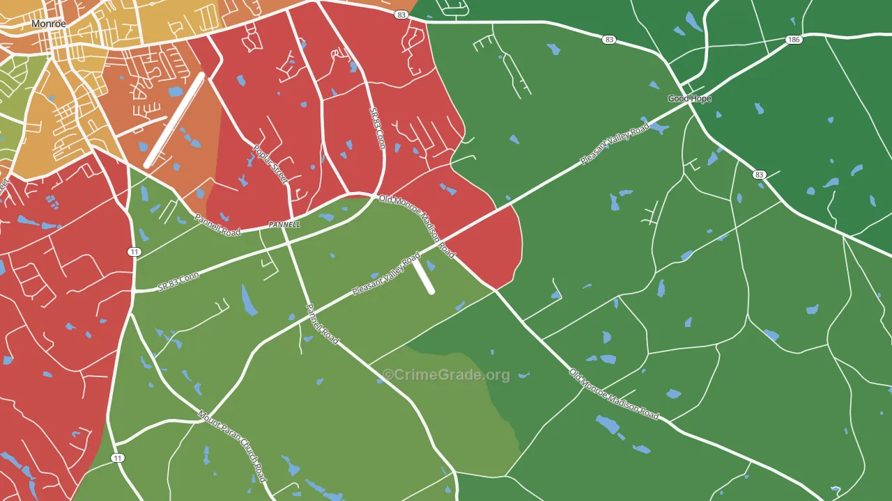 Pannell, GA Map of Vandalism Rates