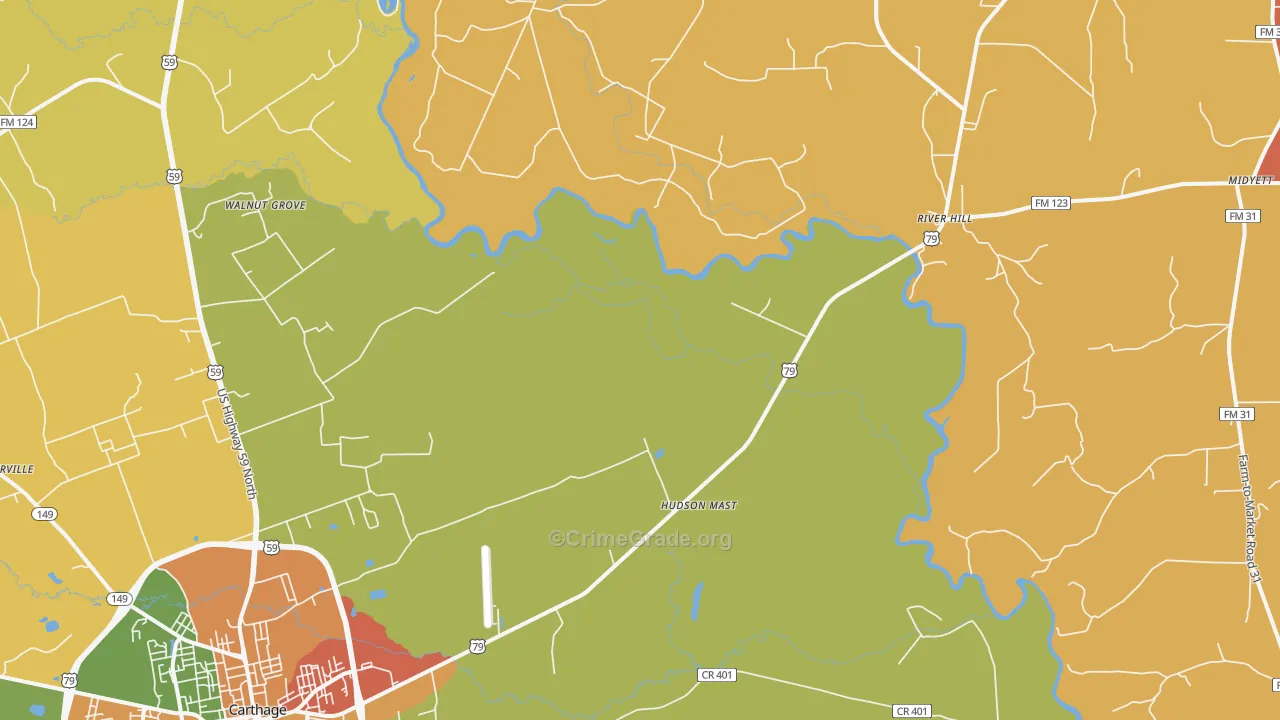 Panola, TX Map of Vandalism Rates