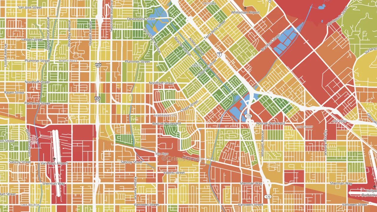 Panorama City, CA Map of Vandalism Rates
