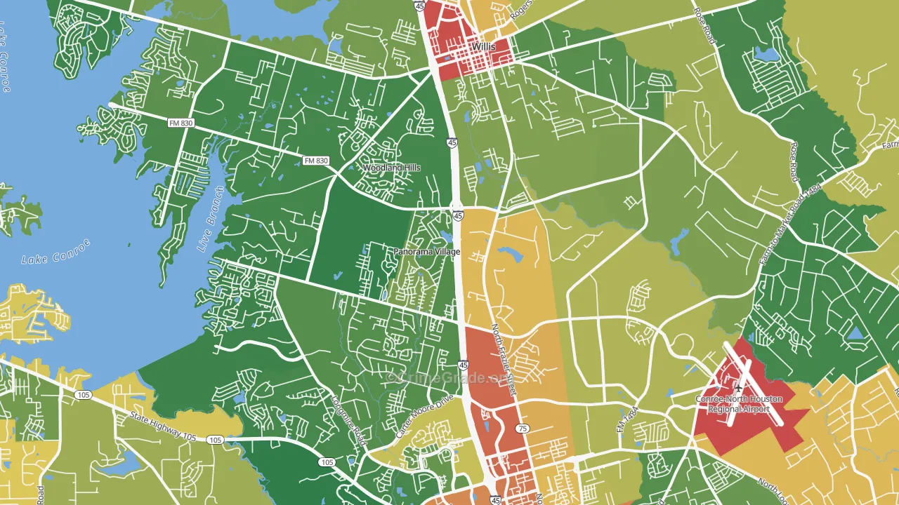 Panorama Village, TX Map of Vandalism Rates