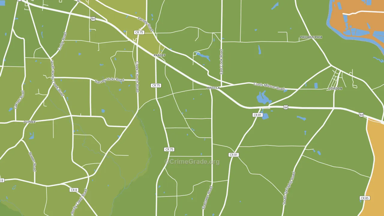 Pansey, AL Map of Vandalism Rates