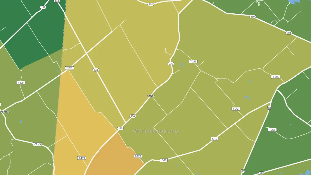 Pansy, OH Map of Vandalism Rates