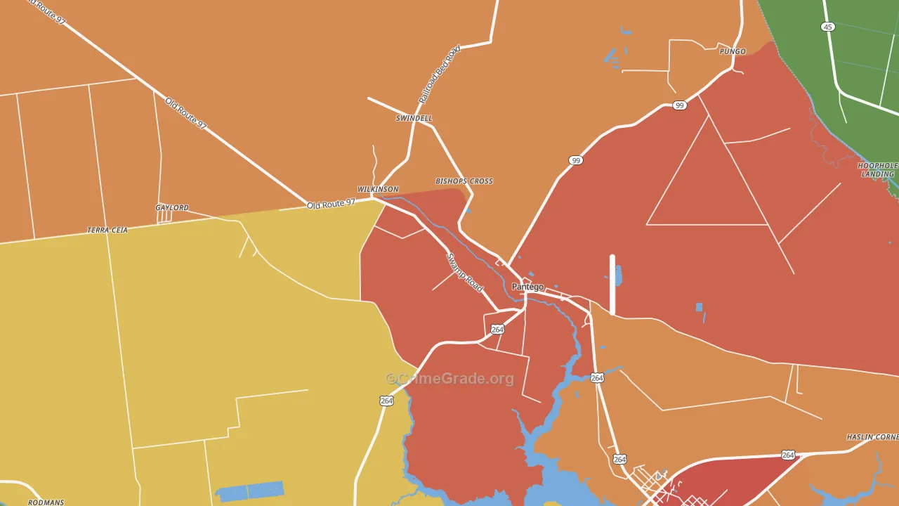 Pantego, NC Map of Vandalism Rates